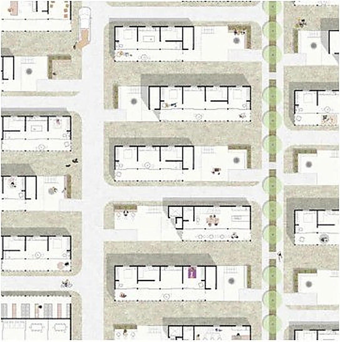 Site plan drawing of a mixed-use housing development