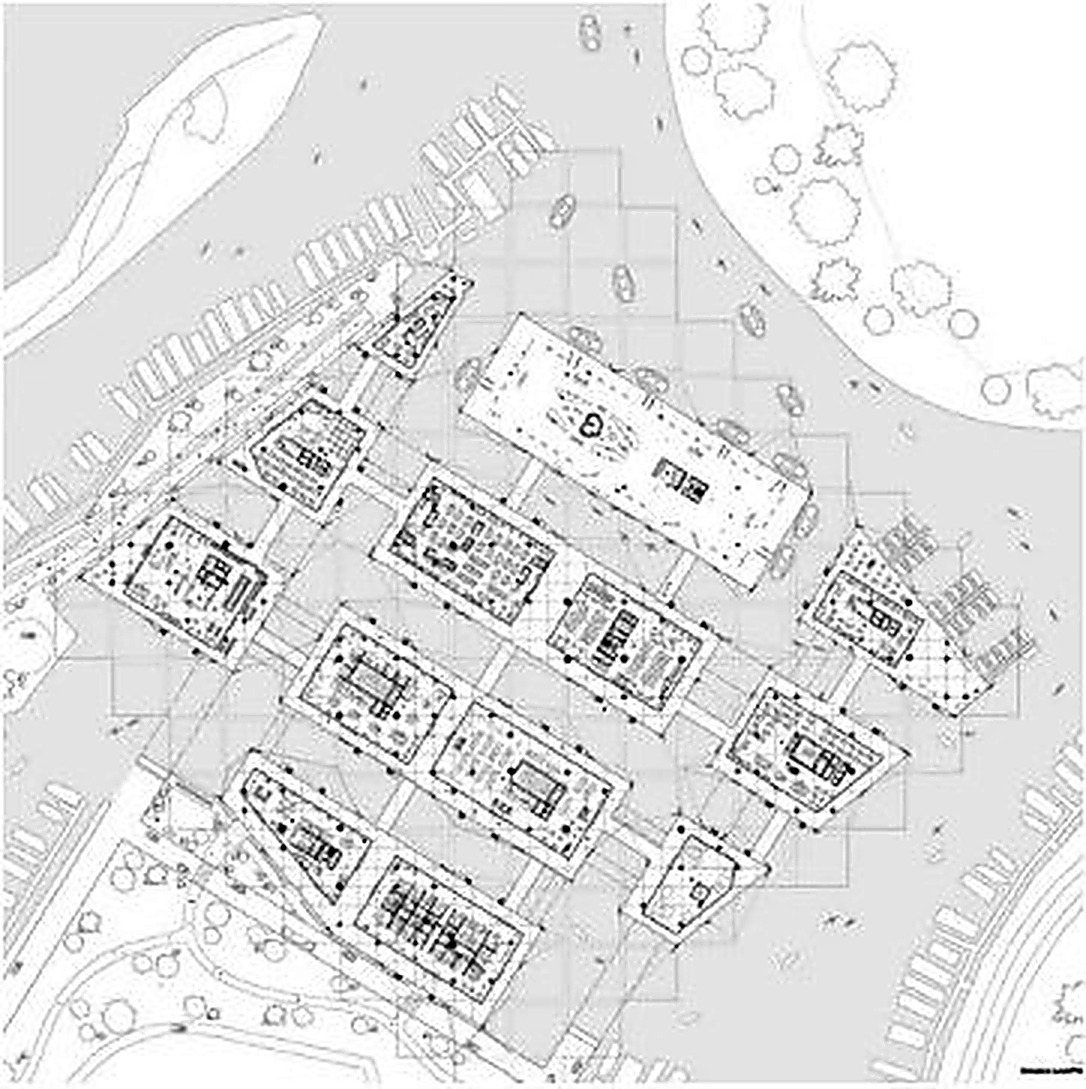 Site plan drawing of a revitalized power plant site
